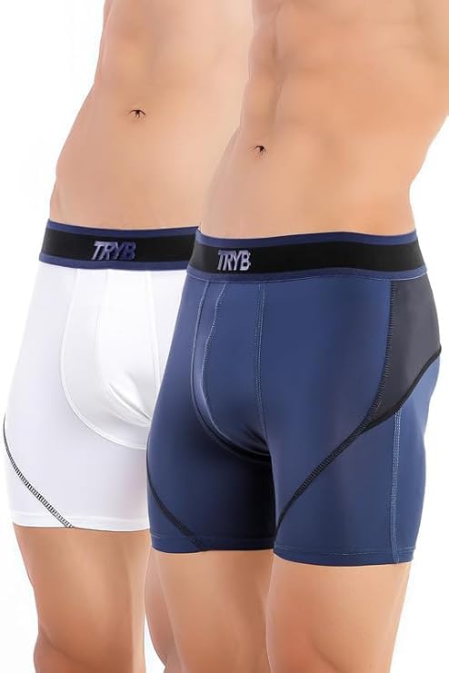 Image of TRYB Sports Underwear for Men | Stretchable Active-H Trunk Semi Compression Shorts | Trunks for Running & Gym Workout | Quick Dry, Breathable & Anti Chafing | Sports Innerwear Boxers