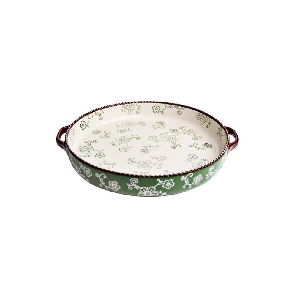 Naczynia do pieczenia Podwójna ceramiczna blacha do pieczenia pizzy, kolor podszkliwny, odporna na wysokie temperatury, wielofunkcyjna(Green)