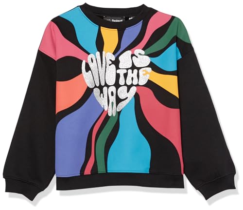 Sweat Desigual Noir Fille 10 Ans Pull Manche Longue Coton Ida