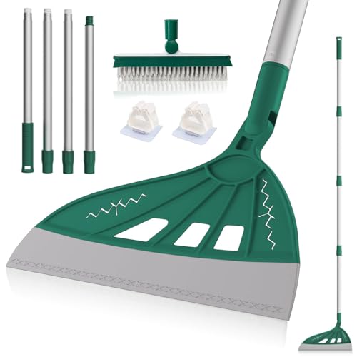 Magic Air Broom, Squeegee Broom for Floor Cleaning, Multifunctional Floor Squeegee with Aluminum Adjustable Handle, 60’’ Magic Silicone Broom for Glass, Fine Dust, Pet Hair, Liquids (Green)