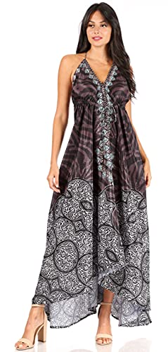 Image of Sakkas Lizi Womens Maxi High-Low Halter Handkerchief Long Dress Beach Party