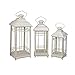 Set of 3 Off-White Almond Multi-Sized Mission-Style Pillar Candle Lanterns