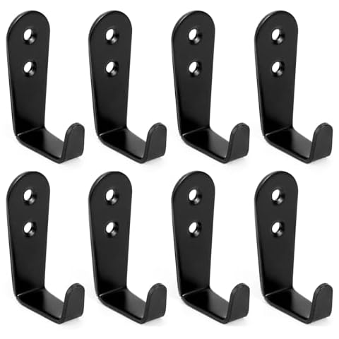 IBERDE Wall Hooks,Stainless Steel Hook, Heavy Duty Wall Hook Wall Hanger Key Hook Wall Mounted Coat Hook Metal Wall Hooks for Hanging Garage Hook Storage Hooks Screw Utility Hooks, 8 Pack (Black) Cover