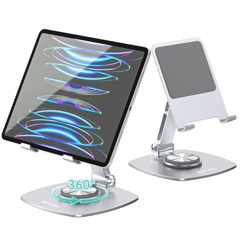 BoYata タブレットスタンド 360°回転式 iPad スタンド スマホスタンド 卓上置き 折りたたみ タブレットホルダー ポータブル ミニ スタンド コンパクト 高さ角度調整 安定感 人間工学設計 iPad/iPad Pro/スマホ/モバイルモニター/Switch/Kindle/Fire HD 13インチまでに対応
