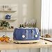 Toaster 4 Slice,Retro Stainless Steel Toaster with Extra Wide Slots Cancel, Bagel, Defrost Function, Dual Independent Control Panel, Removable Crumb Tray and High Lift Lever (Sapphire Blue)