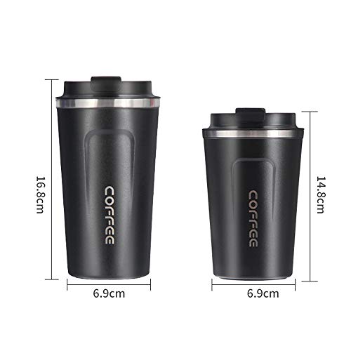 Heerda Taza de café, de acero inoxidable, para viajes, con tapa a prueba de fugas, térmica, con aislamiento de doble… - Imagen 5