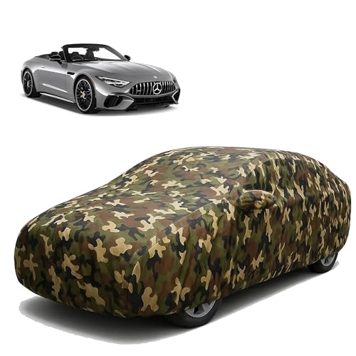 Image of Sulfar 100% Waterproof Car Body Cover Compatible with Mirror for Mercedes Benz SLClass with Long Lasting Durable Material (Triple Stitched, Full Bottom Elastic, Camouflage Army)