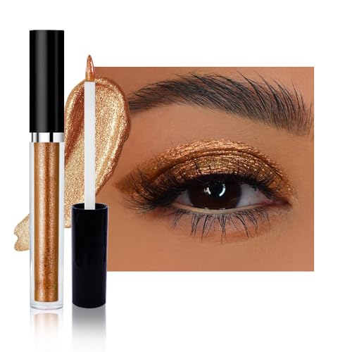 Image of SUAKE Liquid Sparkling Glitter Eyeshadow Stick Pack - High Pigment Shimmer Metallic Eye Shadow, Long-Lasting, White Blue Black Gold Purple Bold Colors,Quicking-Dry (5#-Orange, Pack of 1)