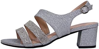 Floral Dorothy (DP838) Women's Wide Width Rhinestone Straps Dress Heeled Sandals Silver 5 | Image 2