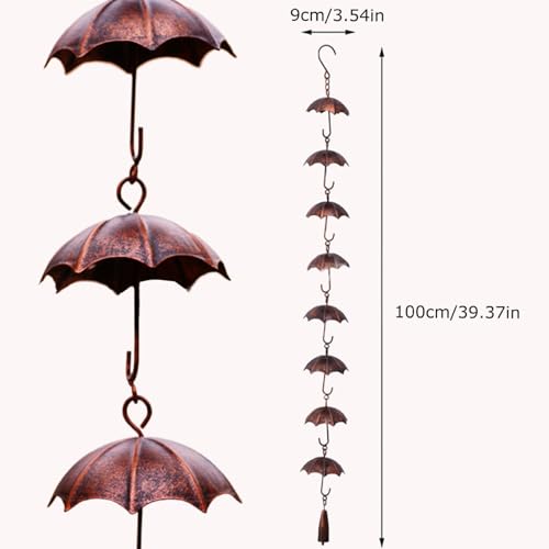 Goot Chain Downspout, Umbrella Rain Chain, 39 inch Metal Rain Catcher Chain, Hanging Gutter Chain Downspout voor villa's, binnenplaatsen, Parks Outdoor Summer Decor - Afbeelding 3