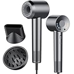 Aowoka High-Speed Hairdryer 110,000 RPM Ionic Hair Dryer with 3 Speed 3 Heat Setting，Hairdryers with Diffuser and Concentrator Nozzle for Women Man Gray