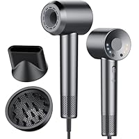 Aowoka High-Speed Hairdryer 110,000 RPM Ionic Hair Dryer with 3 Speed 3 Heat Setting，Hairdryers with Diffuser and Concentrator Nozzle for Women Man Gray