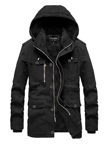 Image of Men's Winter Thicken Coat Casual Military Parka Jacket with Removable Hood