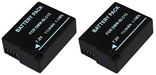 2er-Set Ersatzakkus für die Panasonic Lumix DMC G81 | Akku für Panasonic BLC12 mit Info-Chip (950mAh)
