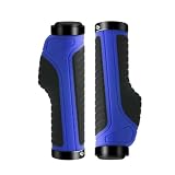 FUANA Puños ergonómicos para manillar de bicicleta, 1 par de silicona negra y azul