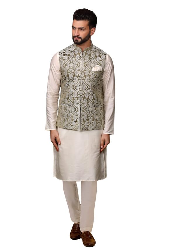 Kurta homme en soie vert ethnique célébrer vos racines avec fierté