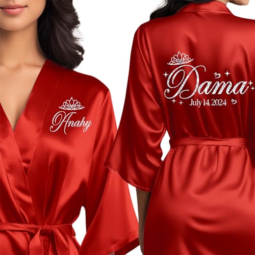 Mis Quince Anos Robe for Quinceanera, personalized satin robe