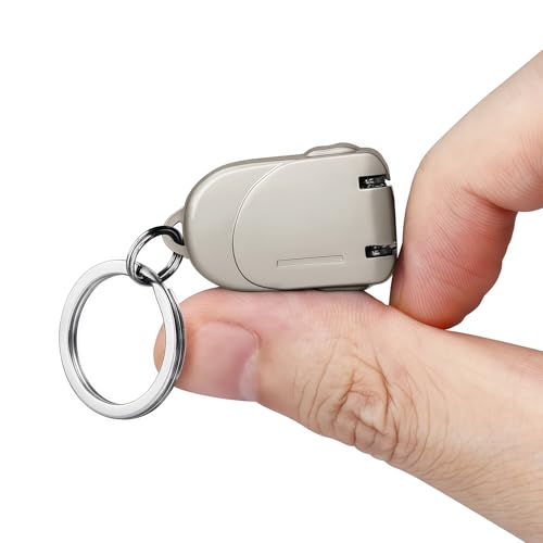 VOGARB All Metal Foldable Nail Clippers Stainless Steel Pocket Keychain Fingernail Clipper with Earpick & Keyrings Portable Compact Travel Nail Trimmer Cutter for Men Women Adults Champagne