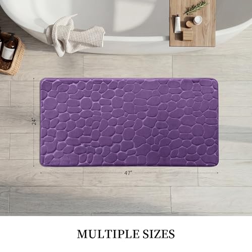 YIHOUSE Memory Foam Runner Rug, Cobblestone Bathroom Runner Rugs Super Water Absorbent Bath Mats for Bathroom Machine Washable Bath Rugs for Hallway Bedroom Laundry Room(24 x 47,Eggplant) - image 3
