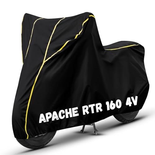 Image of Bike Cover for Apache RTR 160 4V 100% Waterproof, Dustproof & Scratch Resistant| Fully Bottom Elastic UV Resistant Heavy Duty Body Cover | All Weather Outdoor Use
