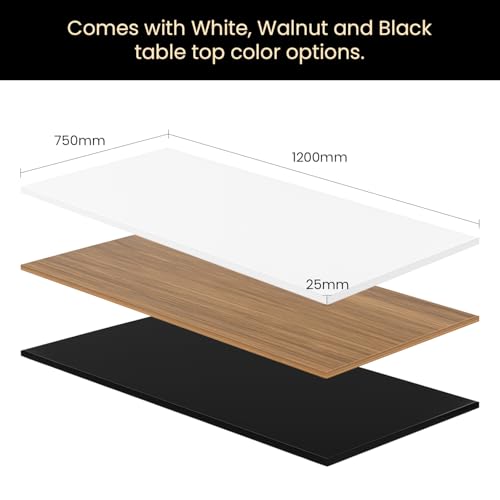 Image of Pulse Electric Height Adjustable Table Standing Desk with 4 Memory Presets| 1200 X 750 mm (25mm Walnut Top & White Frame)| 80KG Wt Cap| 3 Year Warranty| Adaptor Hanger, Headphone & Cup Holder
