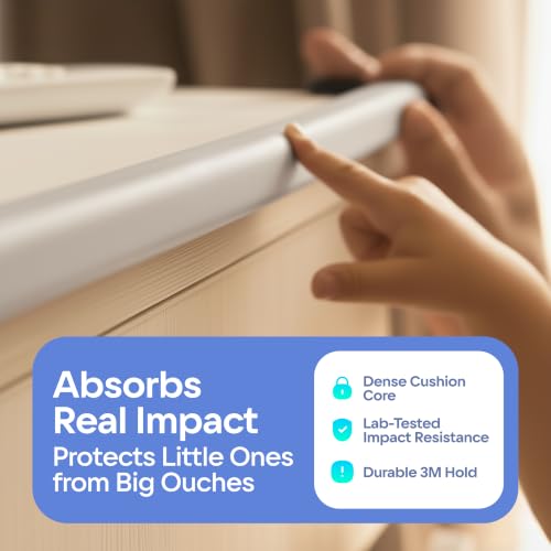 Image of Premium 12ft Edge Protector for Baby, Odorless Foam Cushion with Strong Adhesive Tape, Non-Toxic to Baby Proof Corners and Edges, Wall Corner Protector & Desk Edge Cushion White (Pack of 2)