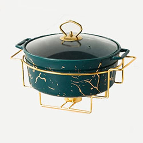 Chafing Dish Buffet-Set, Keramik-Chafer Und Buffetwärmer-Set Mit Marmorimitat-Finish Für Buffet/Hochzeitsfeier/Catering-Events/Bankett (Grün L)