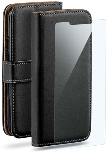 Protection totale Nokia 5.1 Plus moex kit étui noir housse rabat et film antichoc