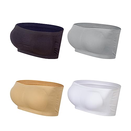 Lemef Reggiseno sportivo da donna, senza cuciture, con imbottitura rimovibile, 1 bianco, 1 nero, 1 color pelle, 1 grigio (non imbottito), XL