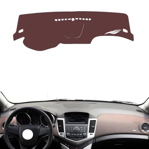 Anti-Slip Sun-Proof Dashboard Cover Compatible with Chevy Classic Cruze (Storage Box 2009-2015, Premium Leather (Brown)