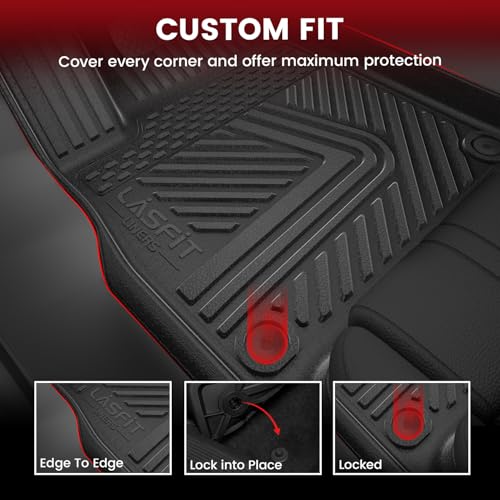 Image of LASFIT Floor Mats for Rivian R1T 2022-2024, Front & Rear, Custom Laser Fit | Premium TPE Liners, Raised Edge Design, Full Edge Coverage Car Mat, Refined Interior Protection, Easy to Wash