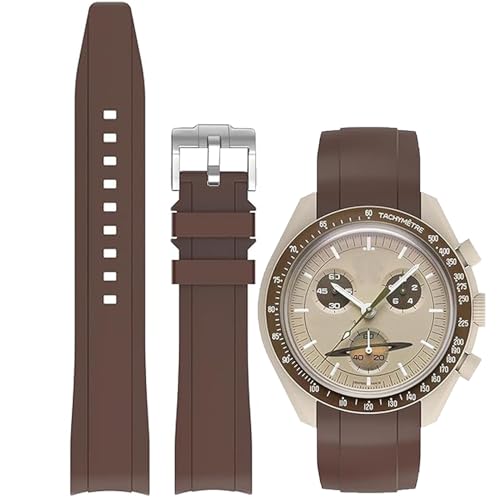 Image of Bands for MoonSwatch Watch,Curved end No Gap,Premium Silicone Rubber Watch Strap for Omega X Swatch Moonswatch Speedmaster /Rolex /SEIKO 20mm 22mm Watch Strap Replacement Band for Men Women