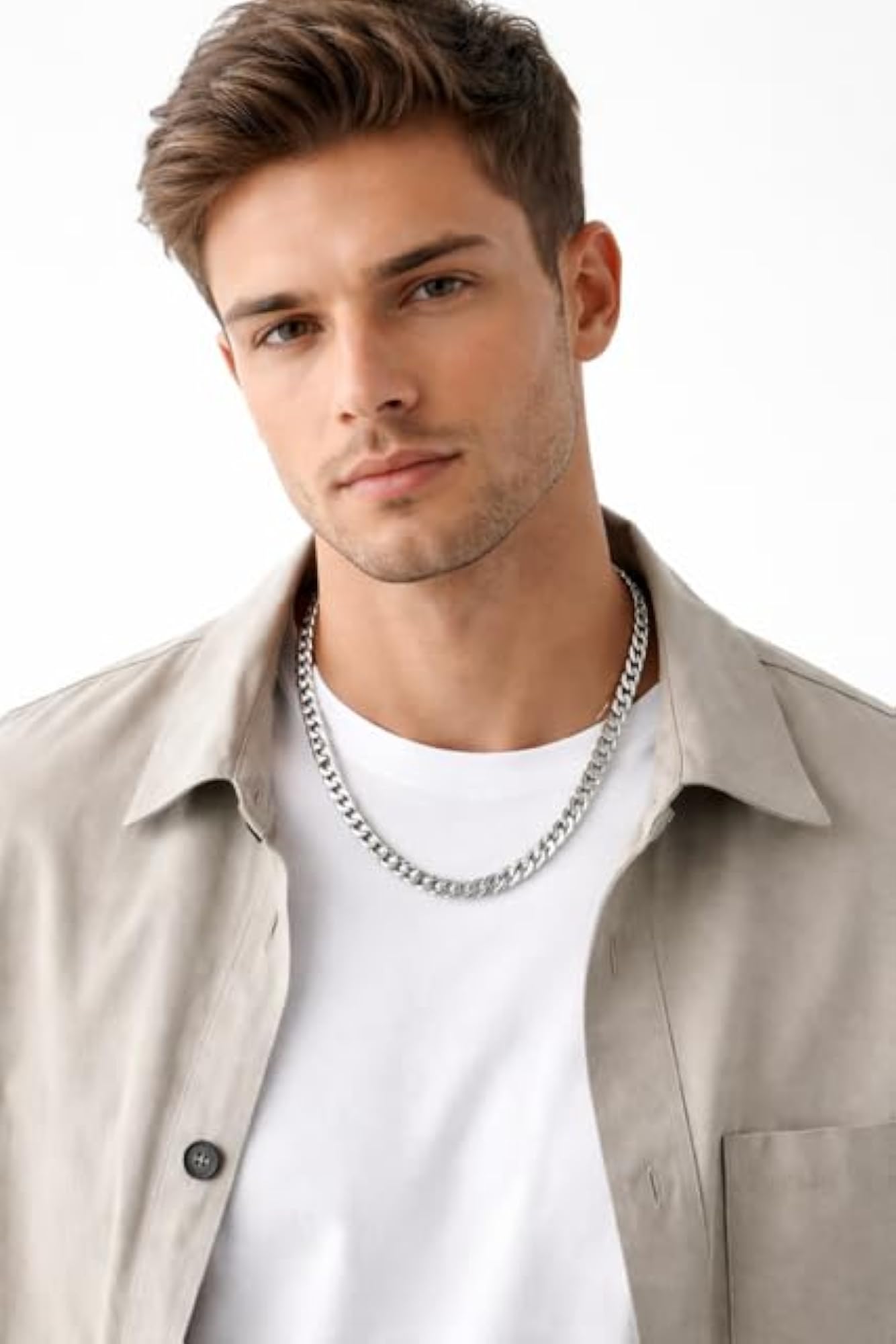 Men's Valmyra Stainless Steel Curb Chain Necklace, Classic Style