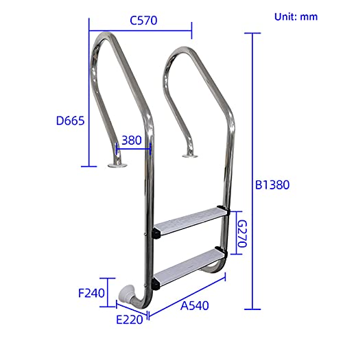 Escalera para piscina de acero inoxidable con 2 peldaños miniatura 2