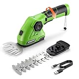 WORKPRO Cordless Grass Shear & Shrubbery Trimmer - 2 in 1 Handheld Hedge Trimmer 7.2V Electric Grass Cutter 2.0Ah Rechargeable Lithium-Ion Battery and USB Cable Included