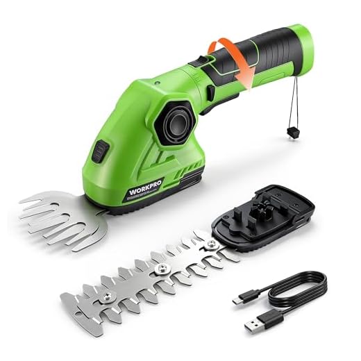WORKPRO Cordless Grass Shear & Shrubbery Trimmer - 2 in 1 Handheld Hedge Trimmer 7.2V Electric Grass Trimmer Hedge Shears/Grass Cutter 2.0Ah Rechargeable Lithium-Ion Battery and USB Cable Included