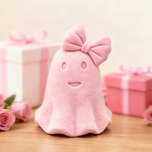 Figura decorativa de cerámica fantasma rosa de 3.93 pulgadas miniatura 1
