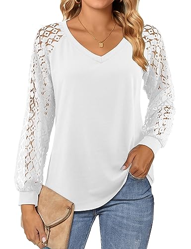 Florboom Bluse Damen V-Ausschnitt Locker Langarmshirt Elegant Oberteile,...