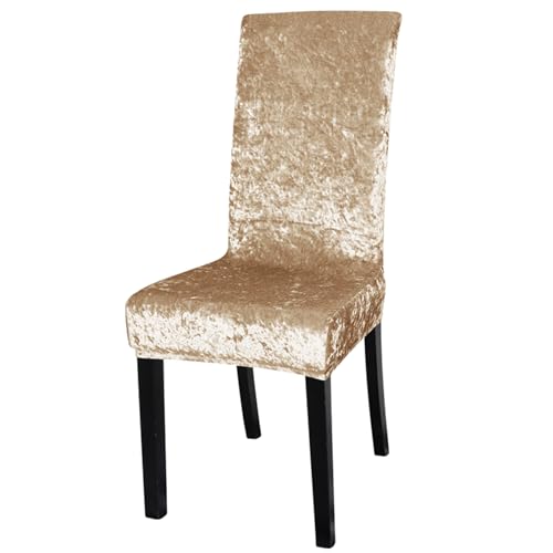 Funda de Sillas Terciopelo Pack de 4/6 Funda Sillas Comedor Anti gatos Fundas para Sillas de Cocinas Ajustables con Respaldo Alto Lavables Desmontables Fundas Sillas Comedor Elasticas(1PC,Gold)