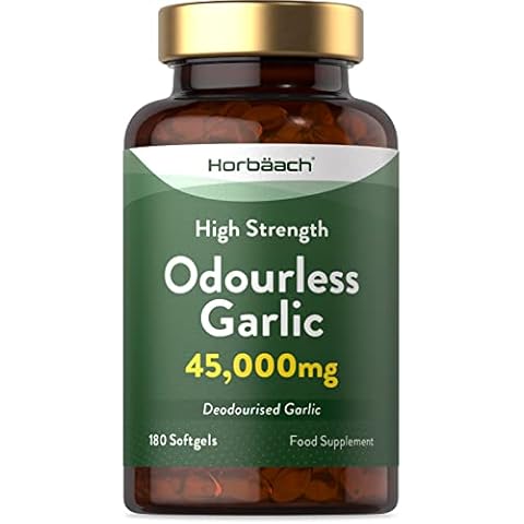 Odourless Garlic 45,000mg | 180 Softgel Capsules | High Strength, Deodourised | Food Supplement | by Horbaach Cover