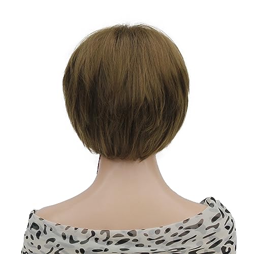 Lydell 8-10" hort Layered Shaggy Heat Resistant Synthetic Wigs Light Reddish Golden Brown - Image 4