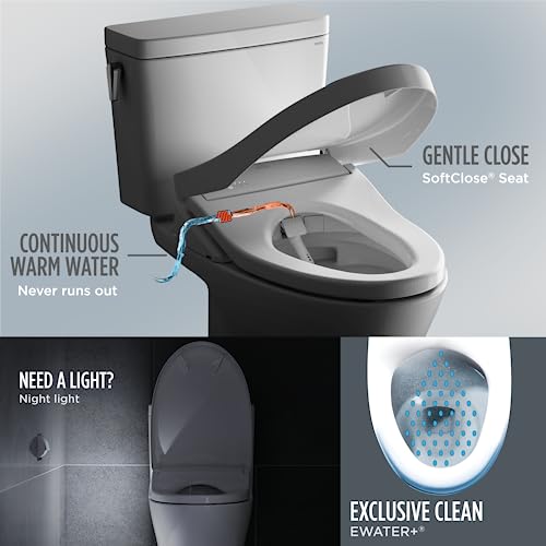 Image of TOTO Drake WASHLET+ Two-Piece Elongated 1.6 GPF TORNADO FLUSH Toilet and S7 Contemporary Bidet Seat with Auto Flush, Cotton White - MW7764726CSGA#01