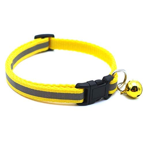 PSK PET MART Adjustable Reflective Collar Safety Buckle with Bells for Pet Puppy, Cat, Dog, Kitten, Yellow (B08VGN3KDG) Amazon Price History, Amazon Price Tracker