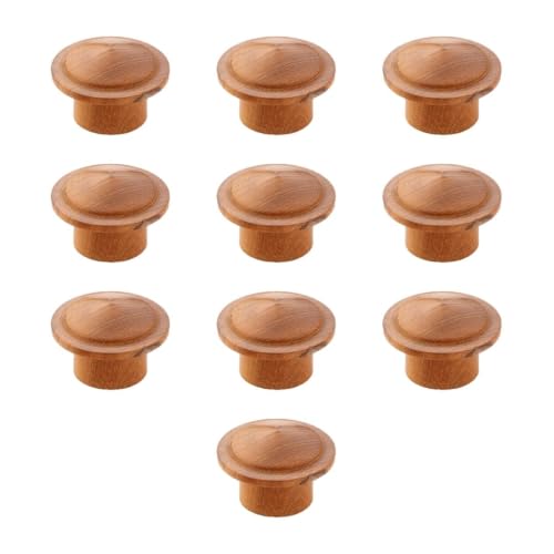 Image of Solid Teak Wood Cabinet Knobs for Kitchen Cabinets, Drawers & Dressers | Size: 2 Inch | Modern Natural Wood Finish - Pack of 10-| 3 Years Warranty |