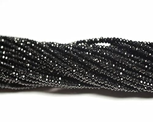 Spinel noir facetté en rondelles de 2mm pour création de bijoux DIY de 34cm