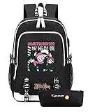 TIMMOR MAGIC Anime Jujutsu Backpack with USB Charging Port, School Bookbags Over 8 Years Old.(Black1