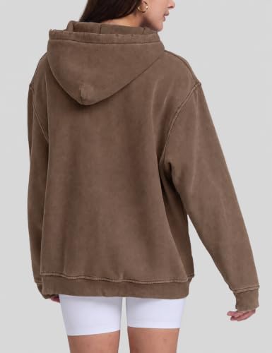 Image of FAIABLE Womens Oversized Acid Wash Hoodie Unisex Heavyweight Fleece Cotton Hoodies Vintage Washed Sweatshirt for Women