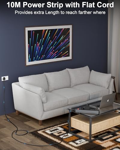 Image of FEDUS Surge Protector, 4 Universal Sockets with Individual Switch, 10 Meter 32 Feet Long Cable, Extension Board Cord, Automatic Overload Protection, Fireproof Power Strip Switch Board, Spike Guard