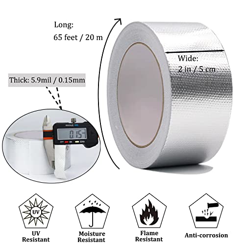 Premium Aluminum Tape, Silver Adhesive Tape for Ductwork, Pipe