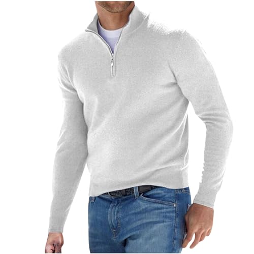 Men's Cashmere Sweater with Zip, Mens 1/4 Zip Tops, Autumn and Winter Warm Long-Sleeved Pullover3